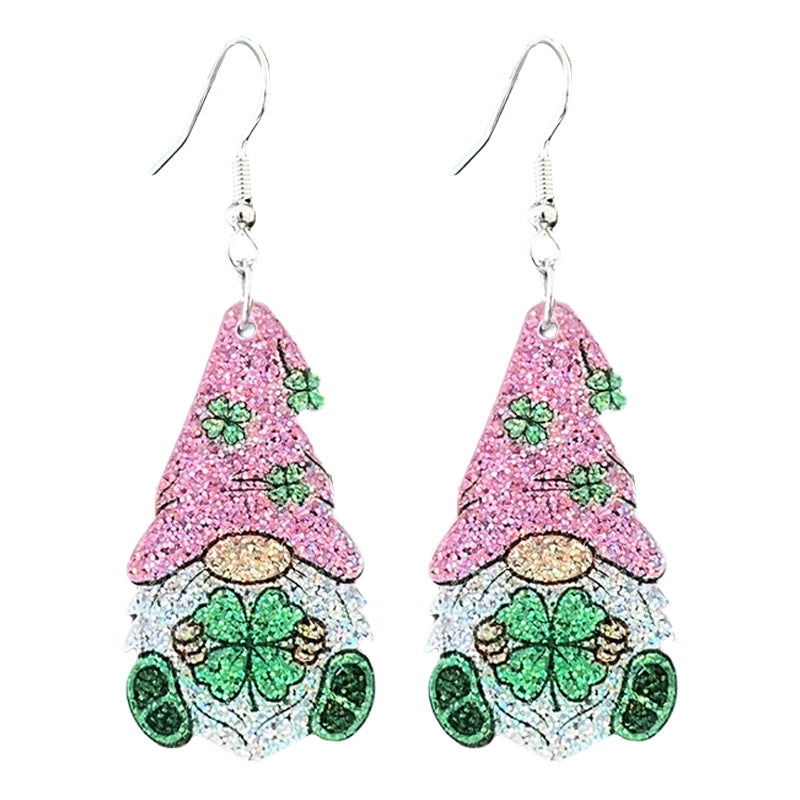 Wholesale 2 pairs/pack Acrylic St.  Patrick' s Day glitter boots and butterfly earrings
