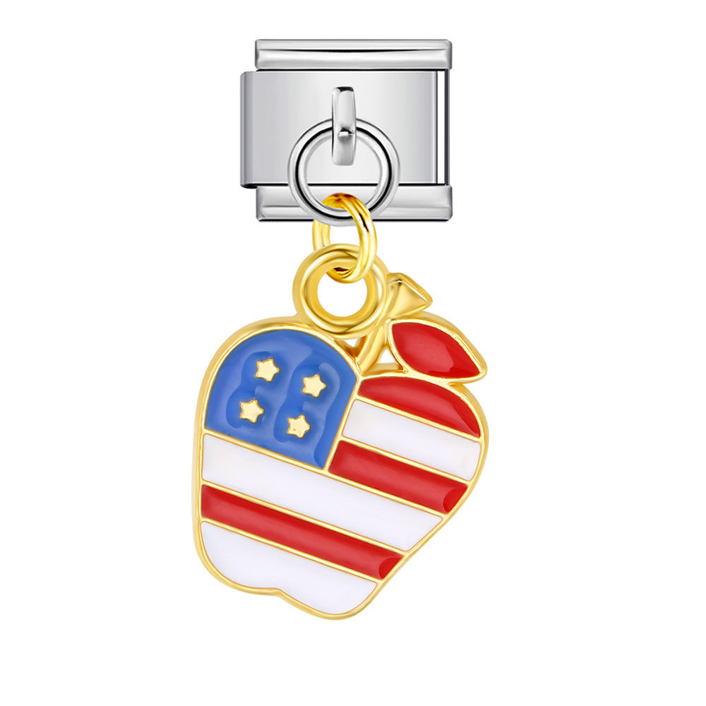 Wholesale Italian Charm Bracelet 9mm DIY Independence Day   Creative Stainless Steel Composable Bracelet