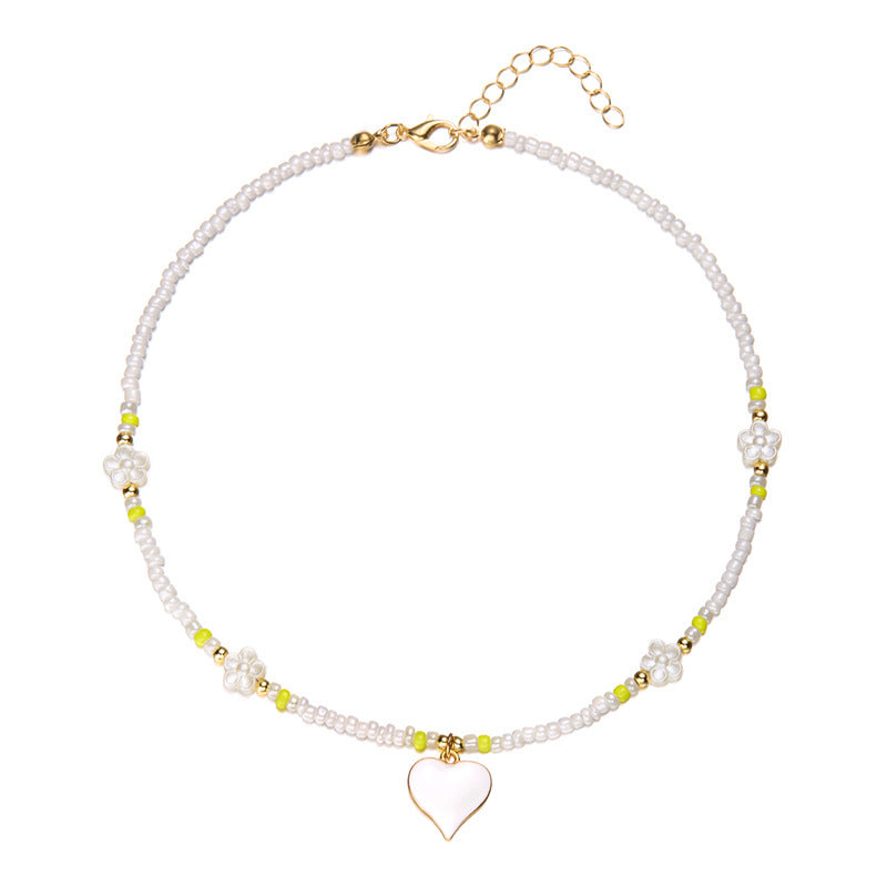 Wholesale  handmade jewelry  flower heart rice bead necklace