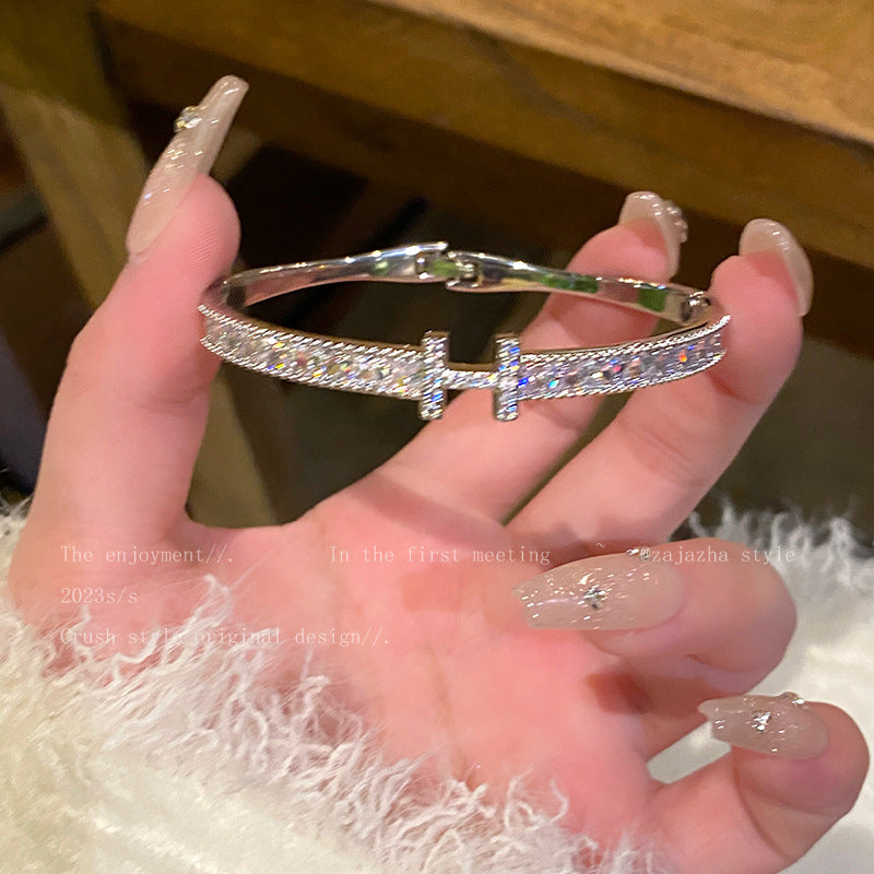 Wholesale Light Luxury Electroplated Zircon Geometric Bracelets ACC-BT-BY002