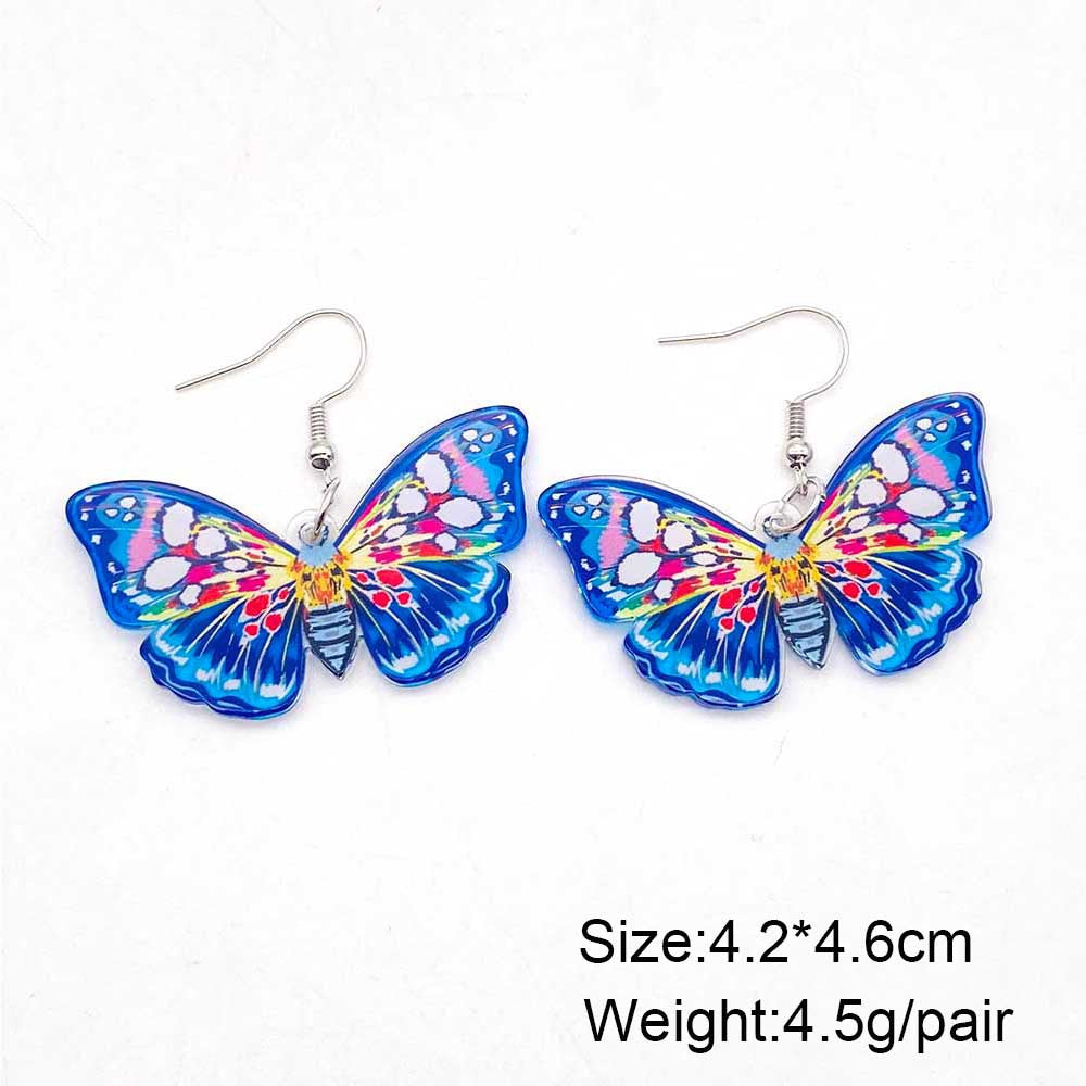 Wholesale Bohemian Painted Ethnic Style Butterfly Acrylic Earrings ACC-ES-CY007