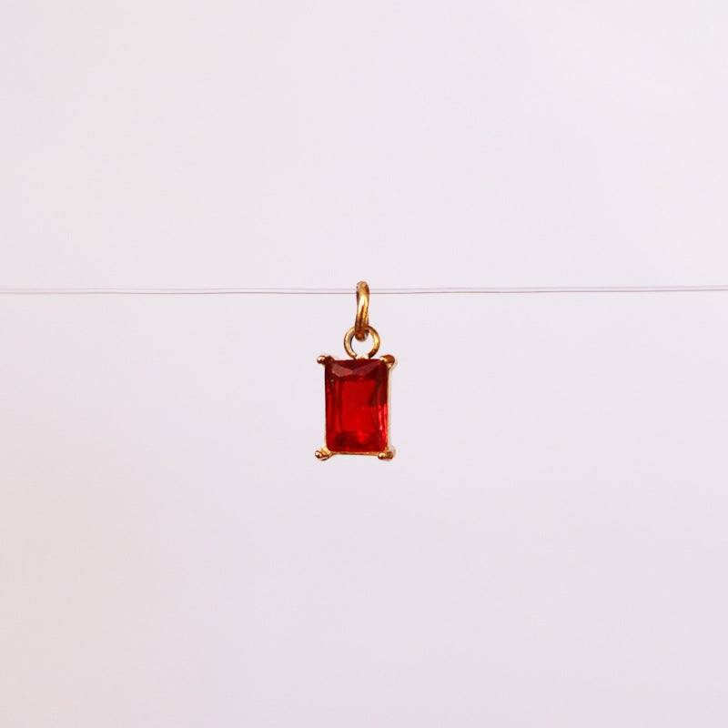 Wholesale stainless steel DIY twelve birthday stones colored zircon lock 18K gold plated pendant