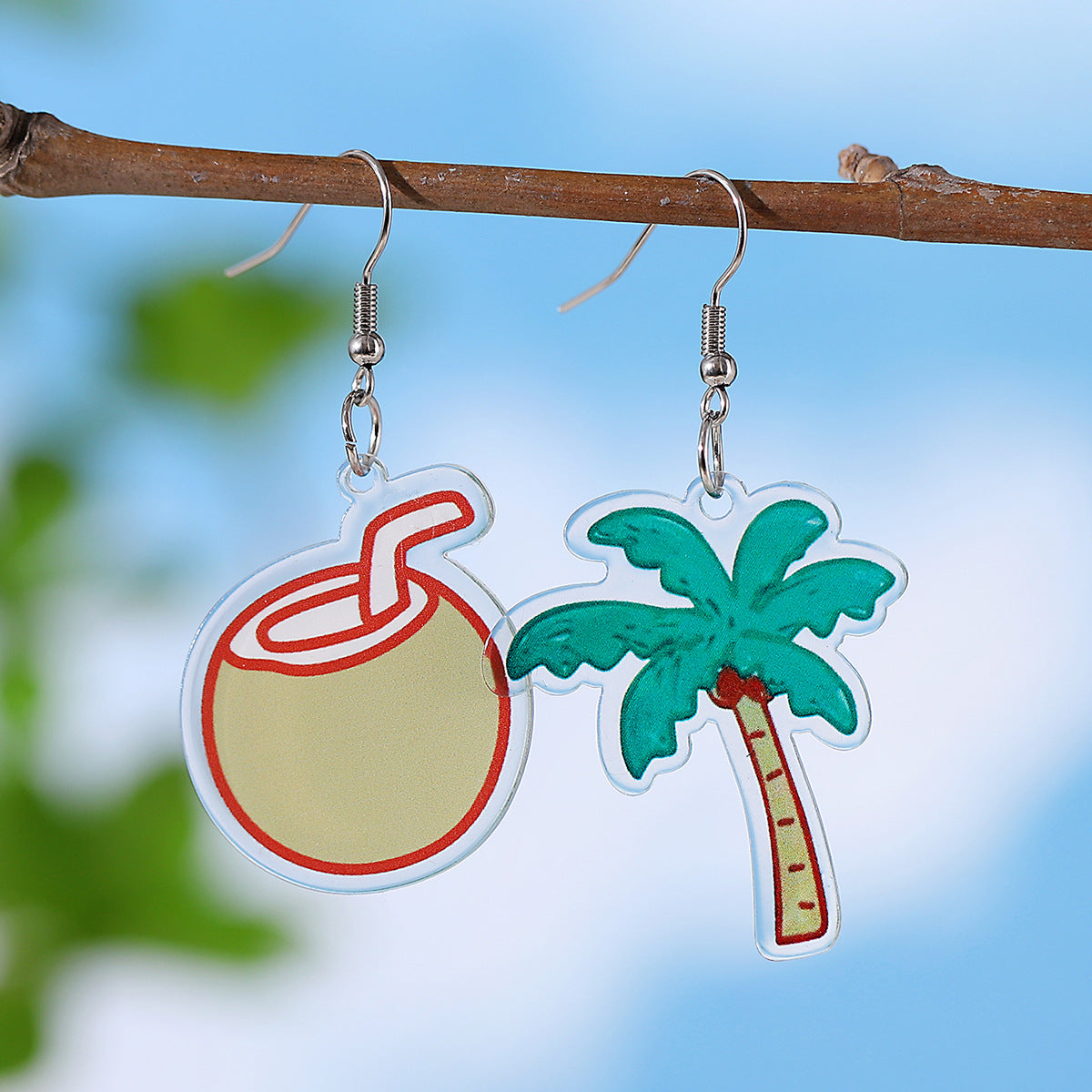 Wholesale  Holiday Style Colorful Tropical Palm Tree Coconut Tree Sun Acrylic  Earrings