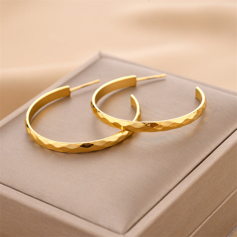 Wholesale Golden Rose Gold Steel Color Titanium Steel Earrings ACC-ES-HaoWen014