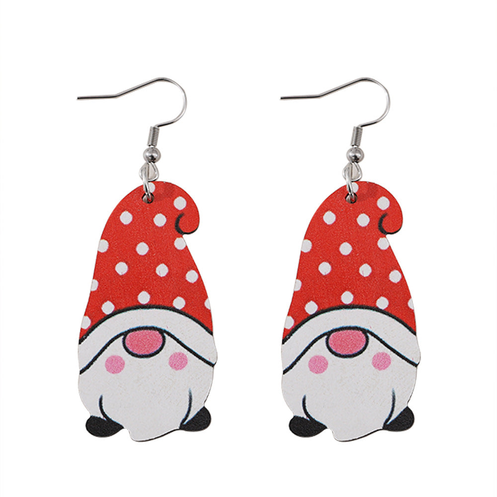 Wholesale 2PCS Wooden Valentine' s Day Heart-Shaped Dwarf Earrings