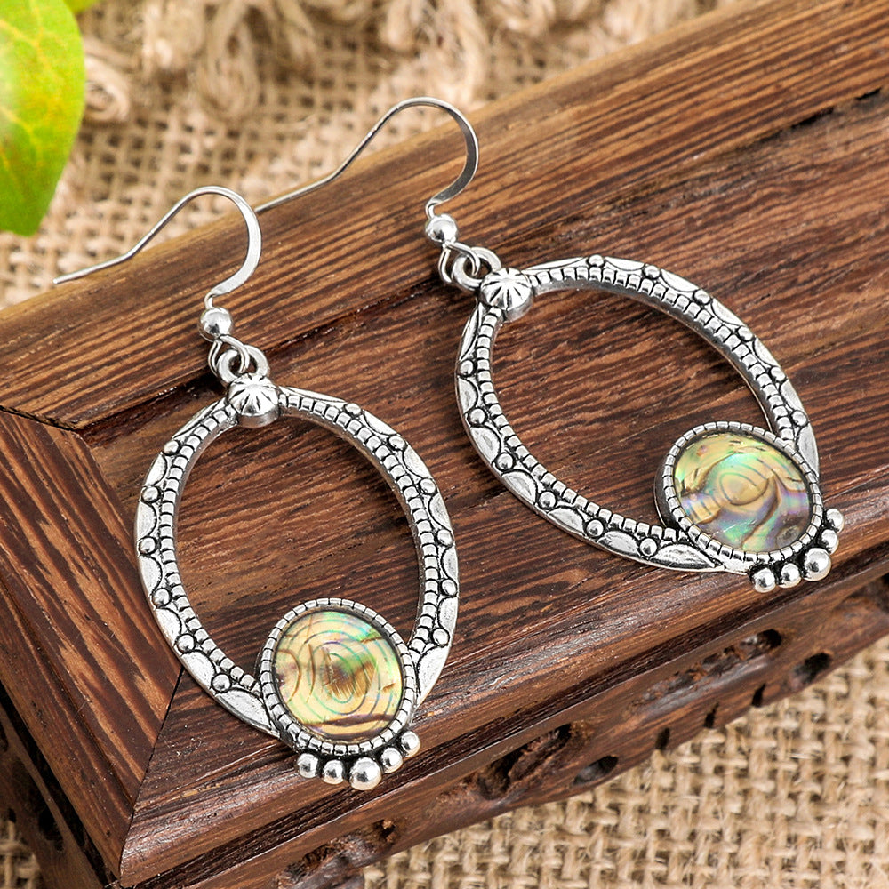 Wholesale Ethnic Style Zinc Alloy Abalone Shell Tassel Earrings for Women Long Exotic Fashion Accessory Boutique Resale