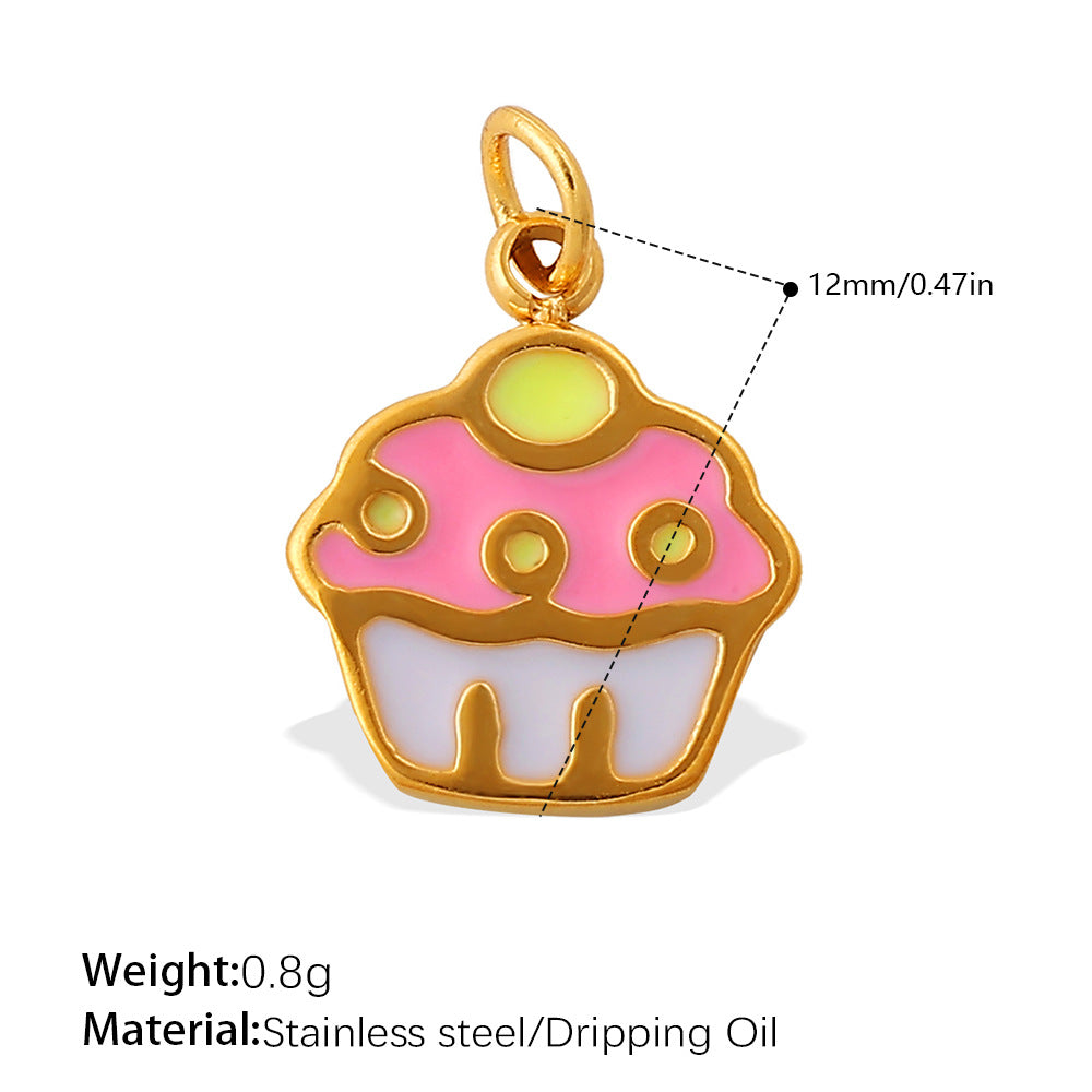 Wholesale  Food Series Ice Cream Donut Cake Titanium Steel Pendant DIY Necklace Bracelet Jewelry Accessories Cute