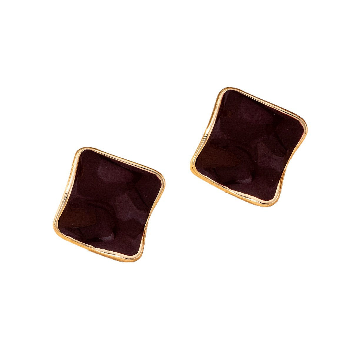 Wholesale Trendy Geometric Drip Oil Earrings for Women - Burgundy Red Alloy Jewelry Accessory