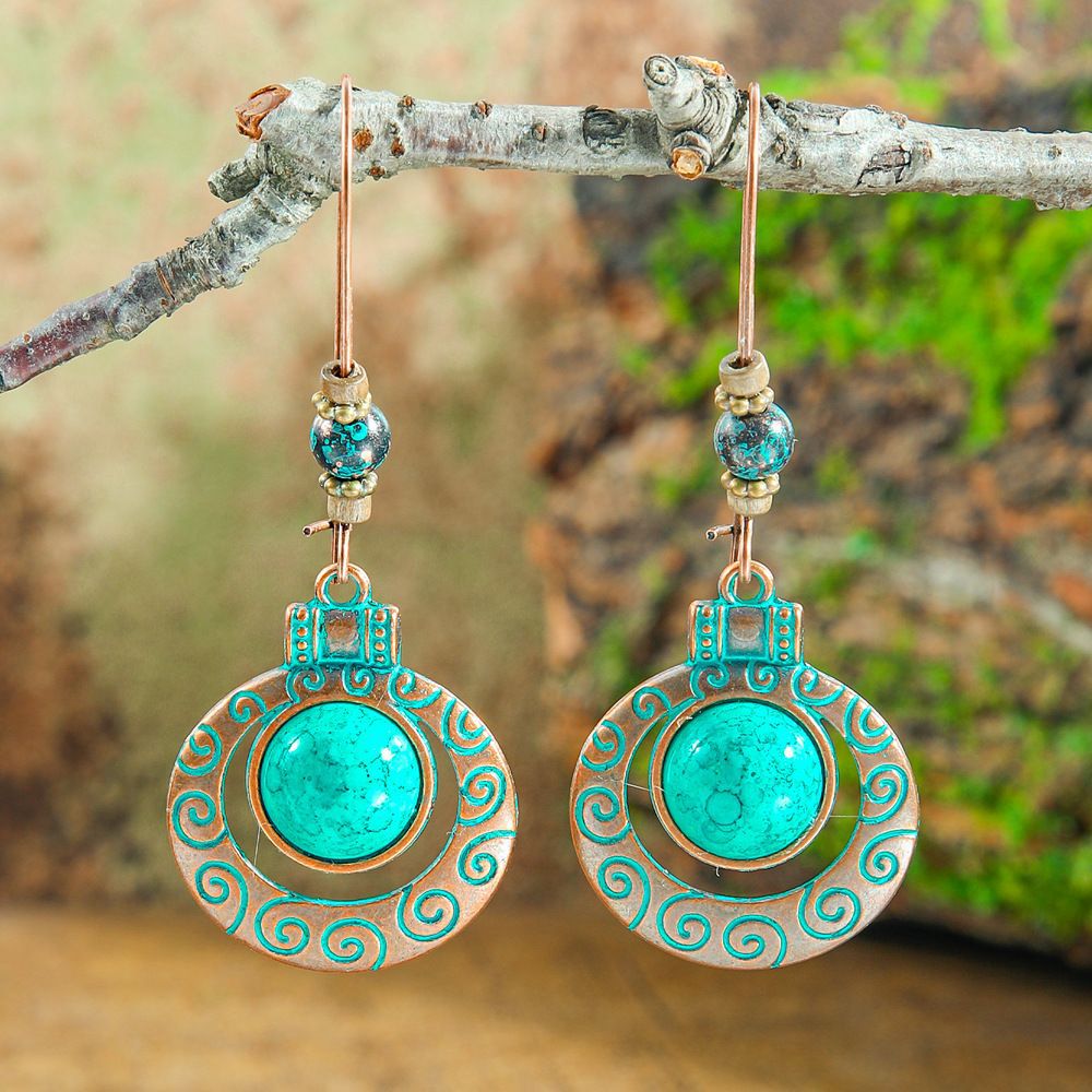 Wholesale Bohemian Tree of Life Tassel Earrings Green Fashion Jewelry Accessory Gift