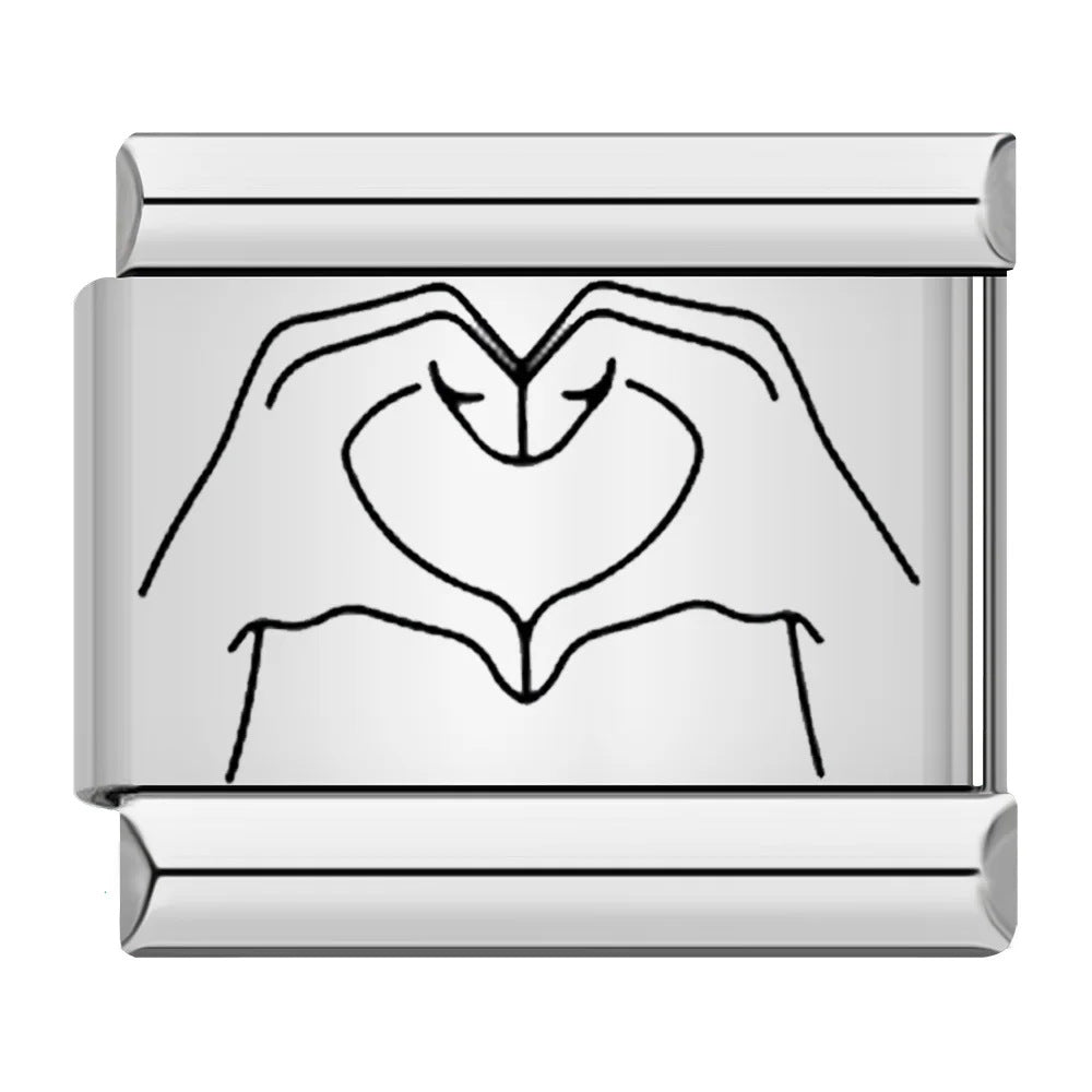 Wholesale Italian Charm Bracelet 9mm DIY Gesture Pattern   Creative Stainless Steel Composable Bracelet