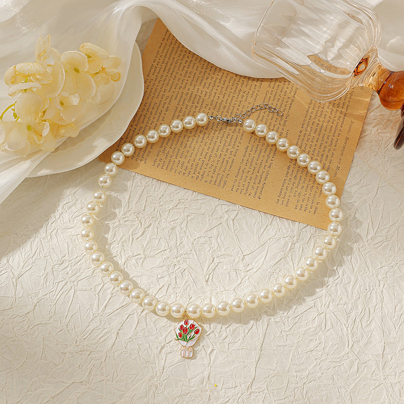 Wholesale Sunflower and Daisy Pollen Pearl Necklace