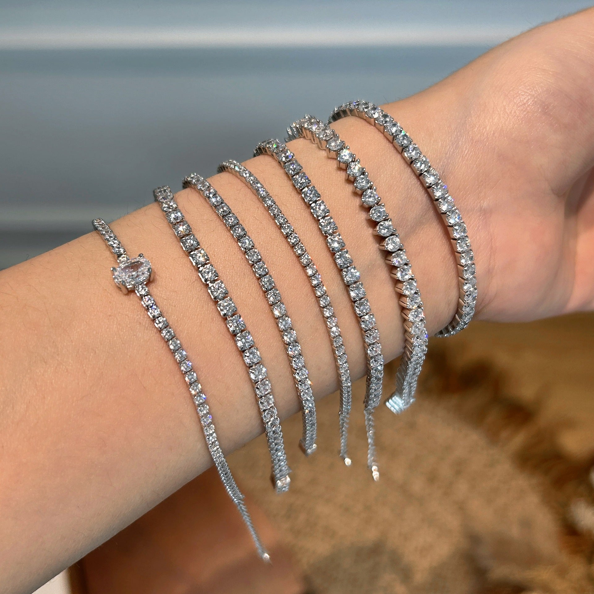 Wholesale Zircon Tennis Bracelet 925 Silver Hidden Clasp Women S Everyday Jewelry Accessory