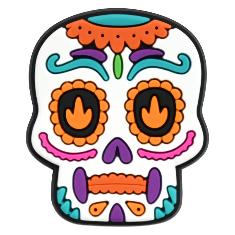 Wholesale Random 100pcs Day of The Dead PVC Soft Rubber Shoe Buckle Decoration ACC-SC-RYY075