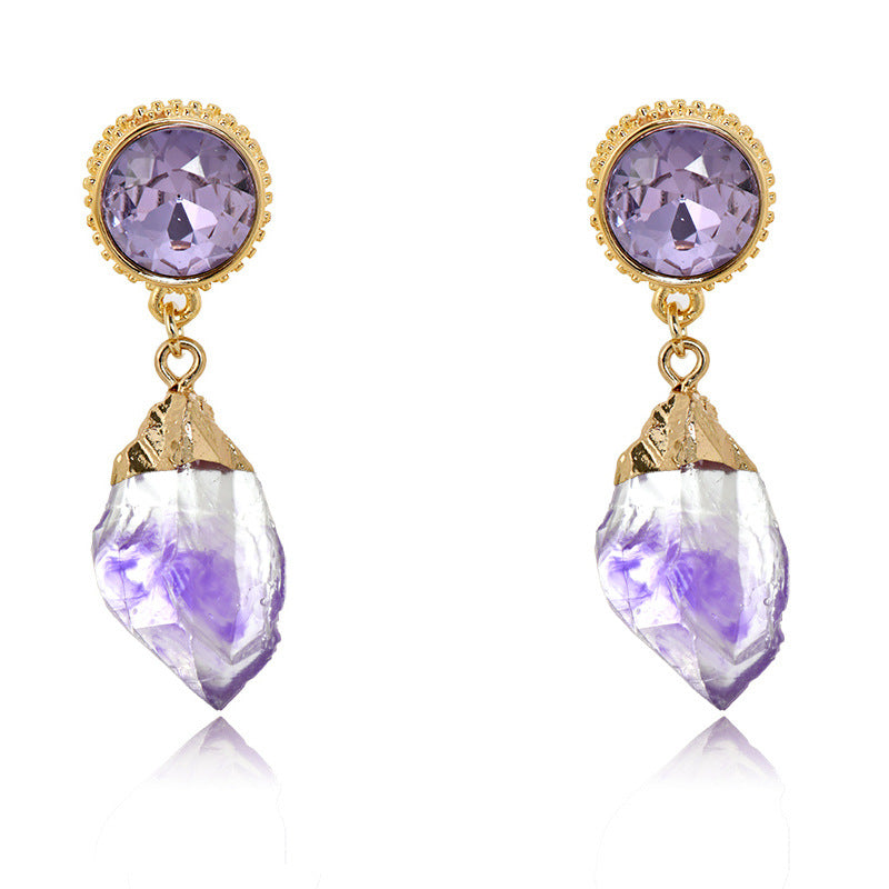 Wholesale Light Luxury Round Teardrop-shaped Resin Crystal Earrings ACC-ES-JiuJia010