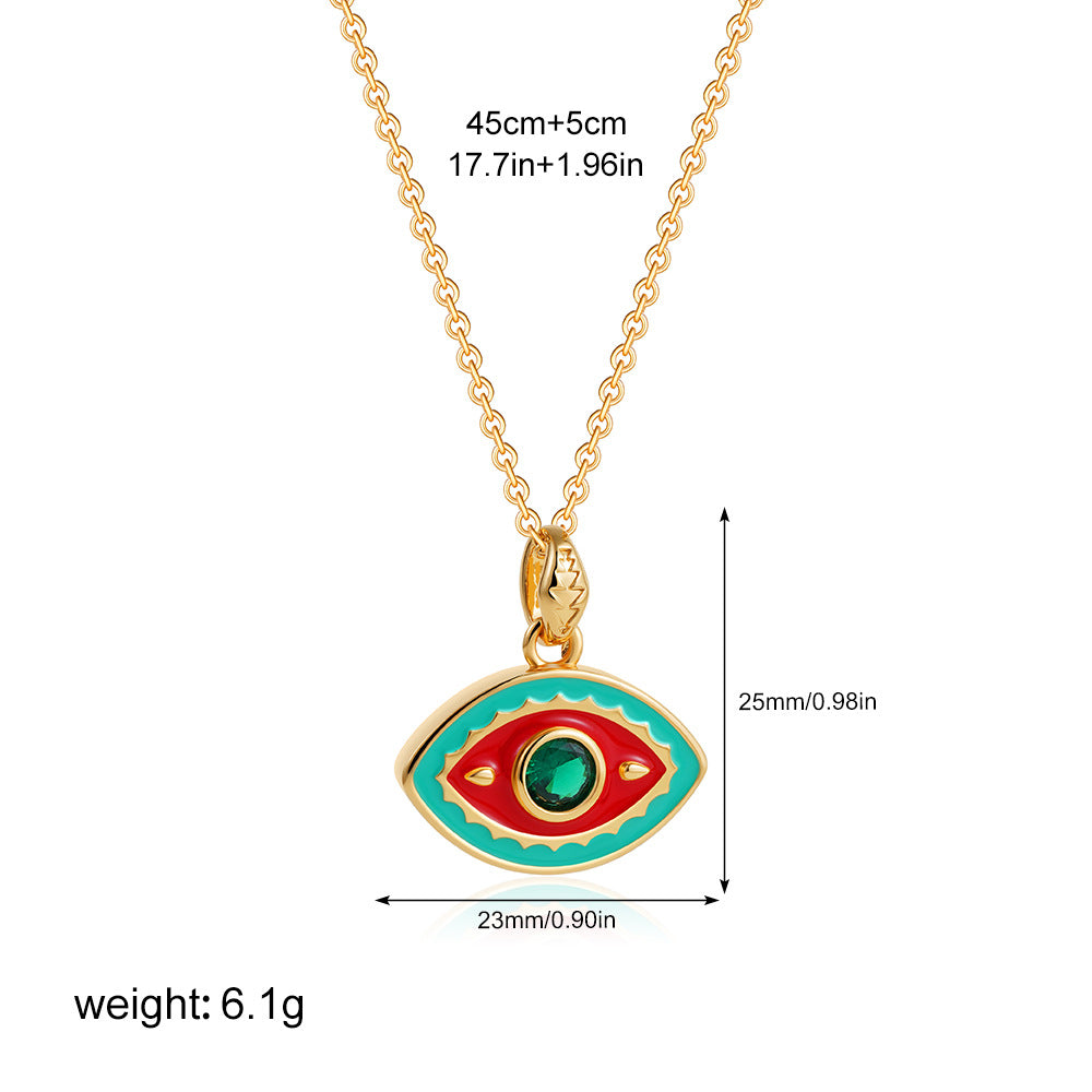 Wholesale Stainless steel 18K Gold Colored Oil Drop Devil's Eye Diamond Necklace Clavicle Chain