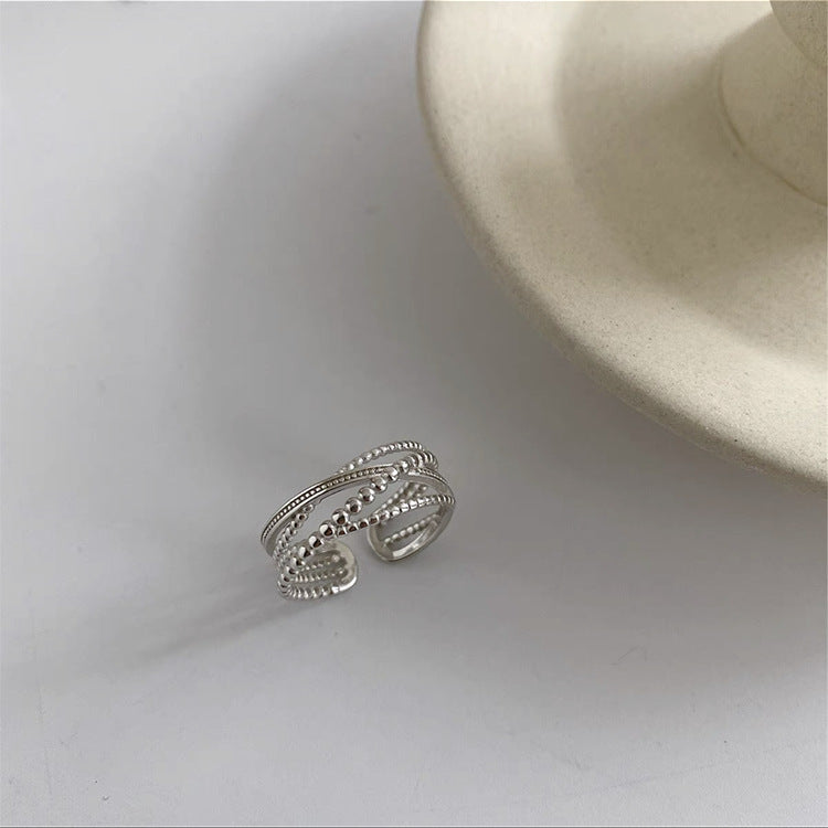 Wholesale  Freshwater Pearl Metal Staggered Opening Ring All-match Elegant Ring Cold Style