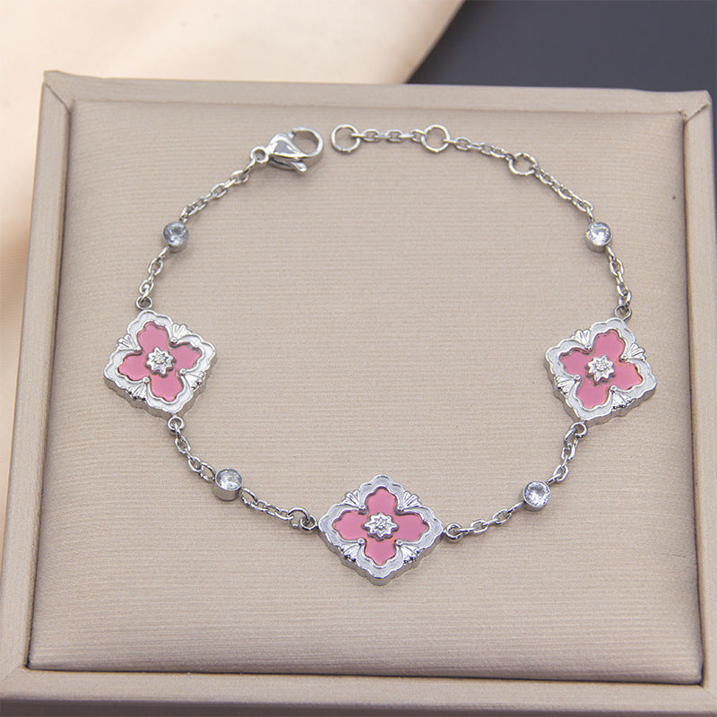 Wholesale Brushed Diamond Leaf Four Leaf Clover Bracelet ACCVIP-BT-Xiangou001