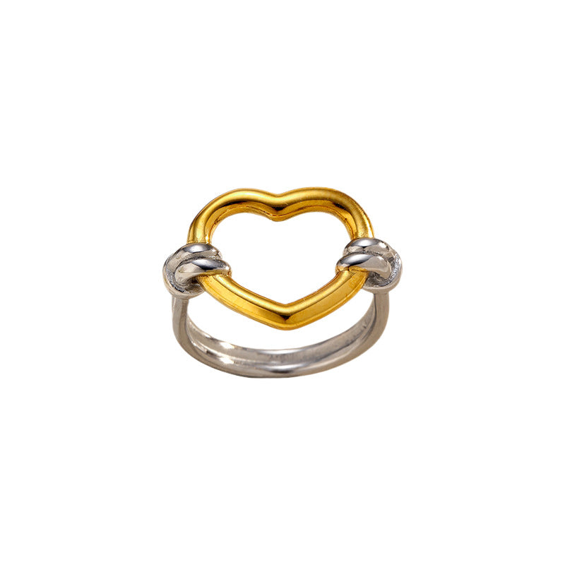 Wholesale  Double-Band Knotted Heart Stainless Steel Ring