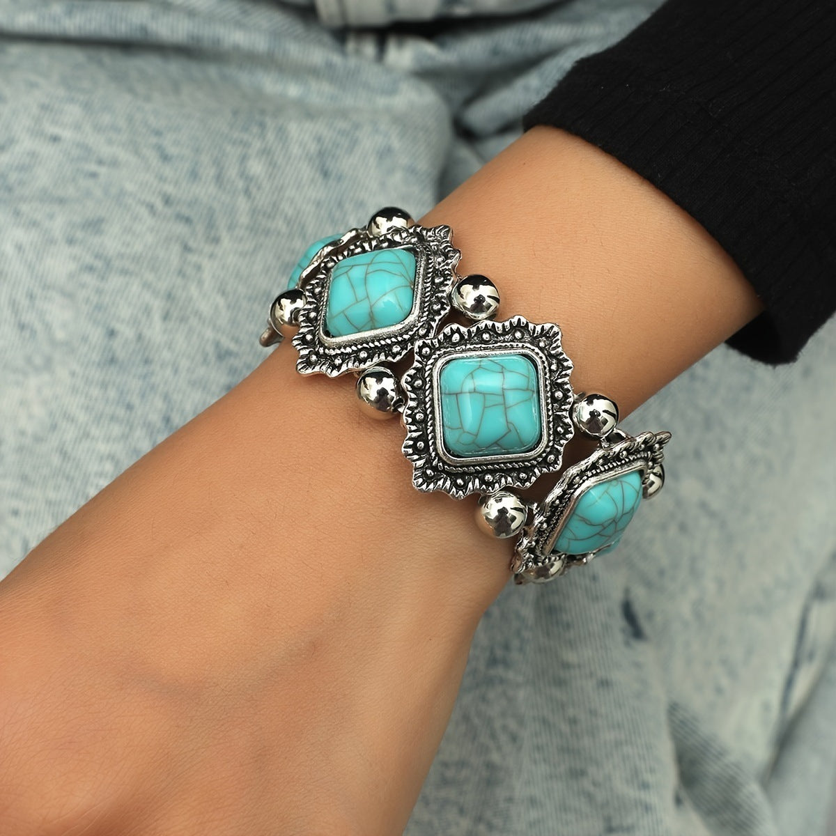 Wholesale Electroplated Turquoise Bohemian Bracelet - Ethnic Style Fashion Accessory for Boutique Resale