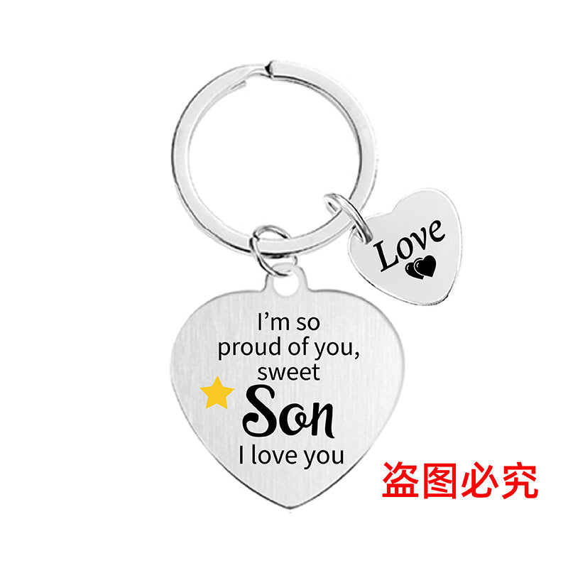 Wholesale Heart Color Print Family Affection Inspirational Holiday Gift Metal Keychain Creative Keychain ACC-KC-Ganggu020