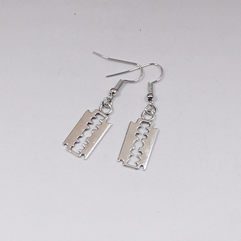 Wholesale Alloy Gothic Punk Razor Blade Earring and Pendant Set for Women Party Rock