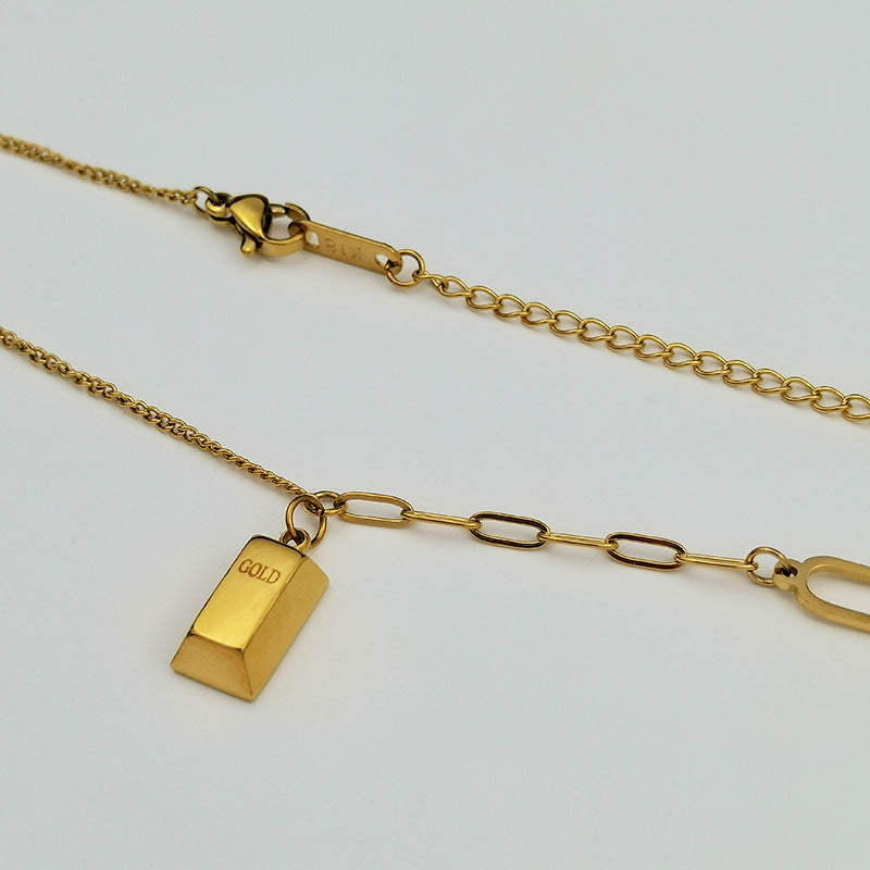 Wholesale Small Gold Bar 18k Gold Titanium Steel Necklaces ACC-NE-GuDi006
