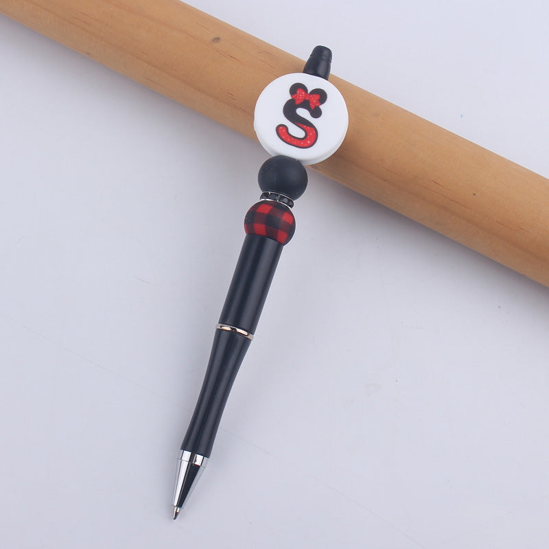 Wholesale  handmade beaded pen DIY creative silicone teether English letter  ballpoint pen