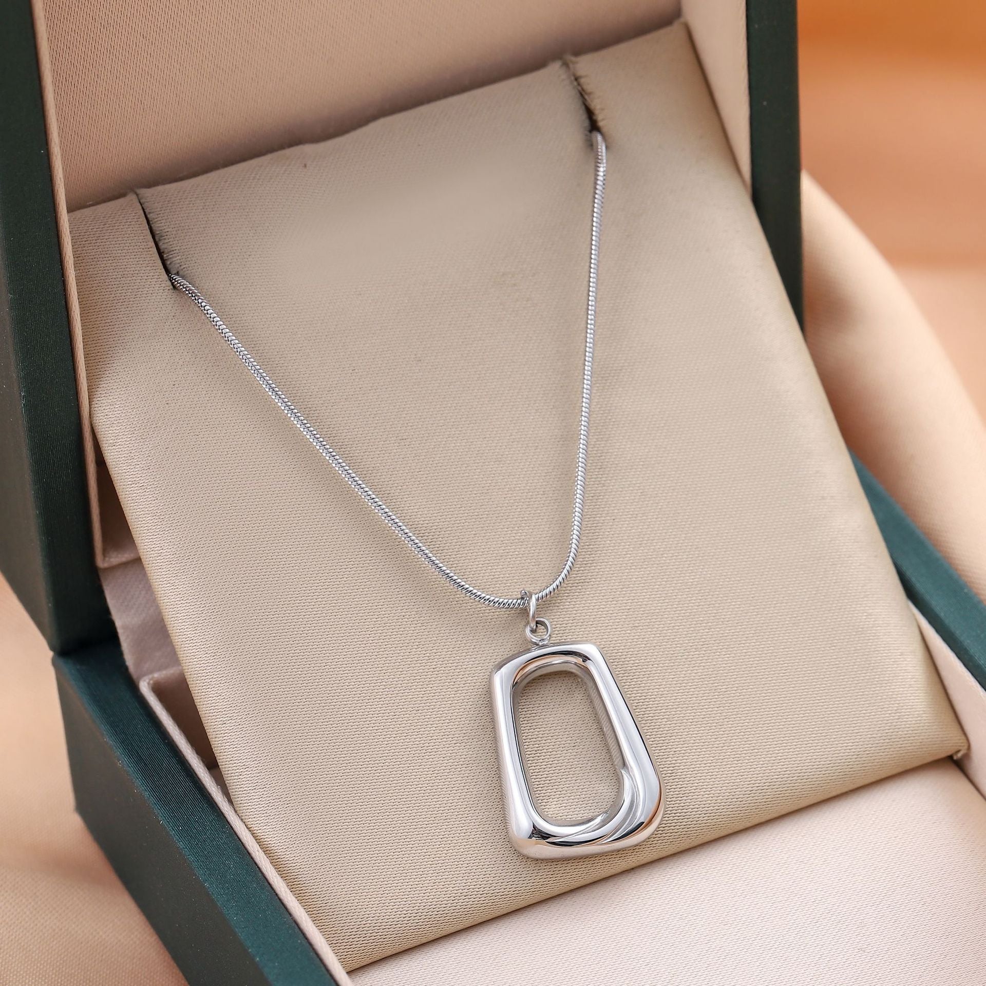 Wholesale Light Luxury Titanium Steel Geometric Square Necklace
