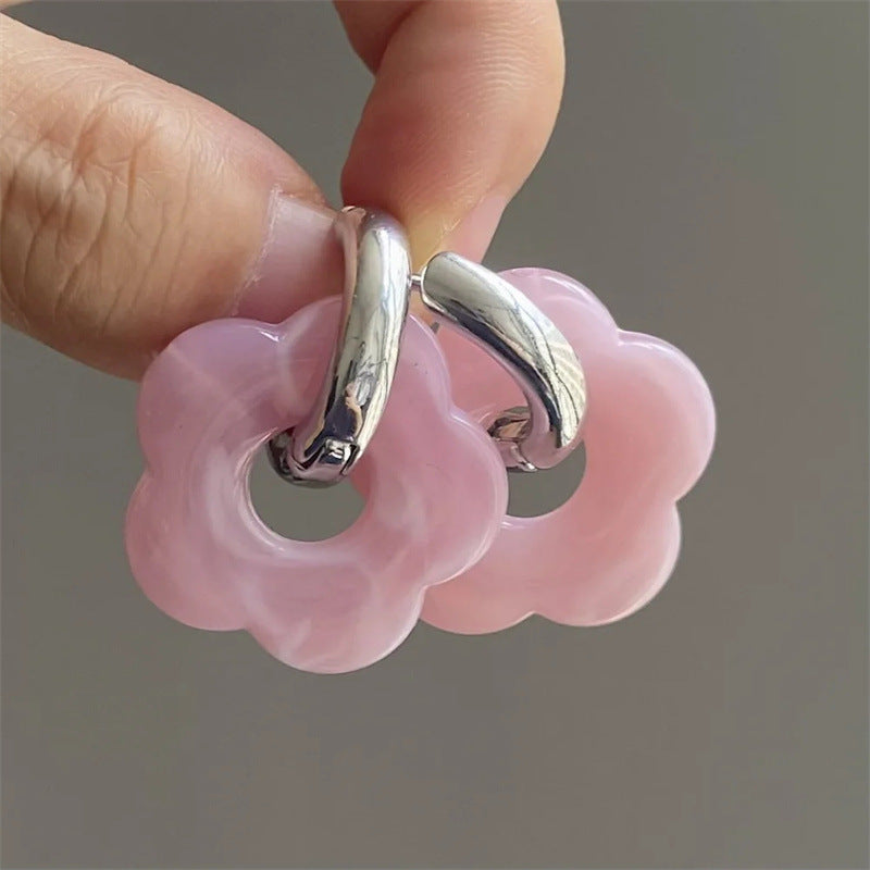 Wholesale Resin Flower Copper Earrings ACC-ES-MLR009