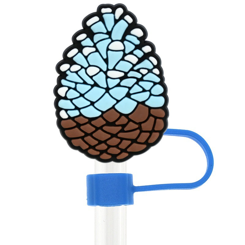 Wholesale Random 100pcs Cute Ice and Snow Series 10mm PVC Soft Straw Tube Cap  ACC-SCR-RYY109