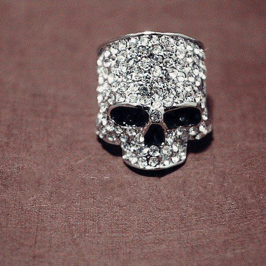Wholesale Metal Champagne Gold Skull Ring Punk Rock Unisex Fashion Accessory