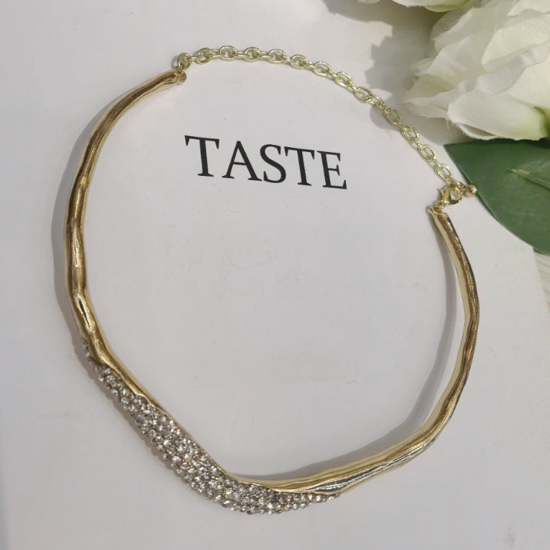 Wholesale Light Luxury Temperament Metal Irregular Lava Flash Drill Collar Necklace