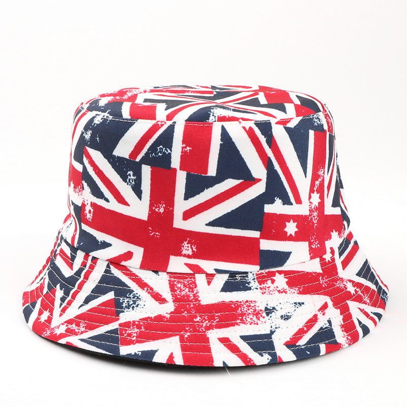 Wholesale  British flag printed double-sided fisherman hat sunshade hat bucket hat
