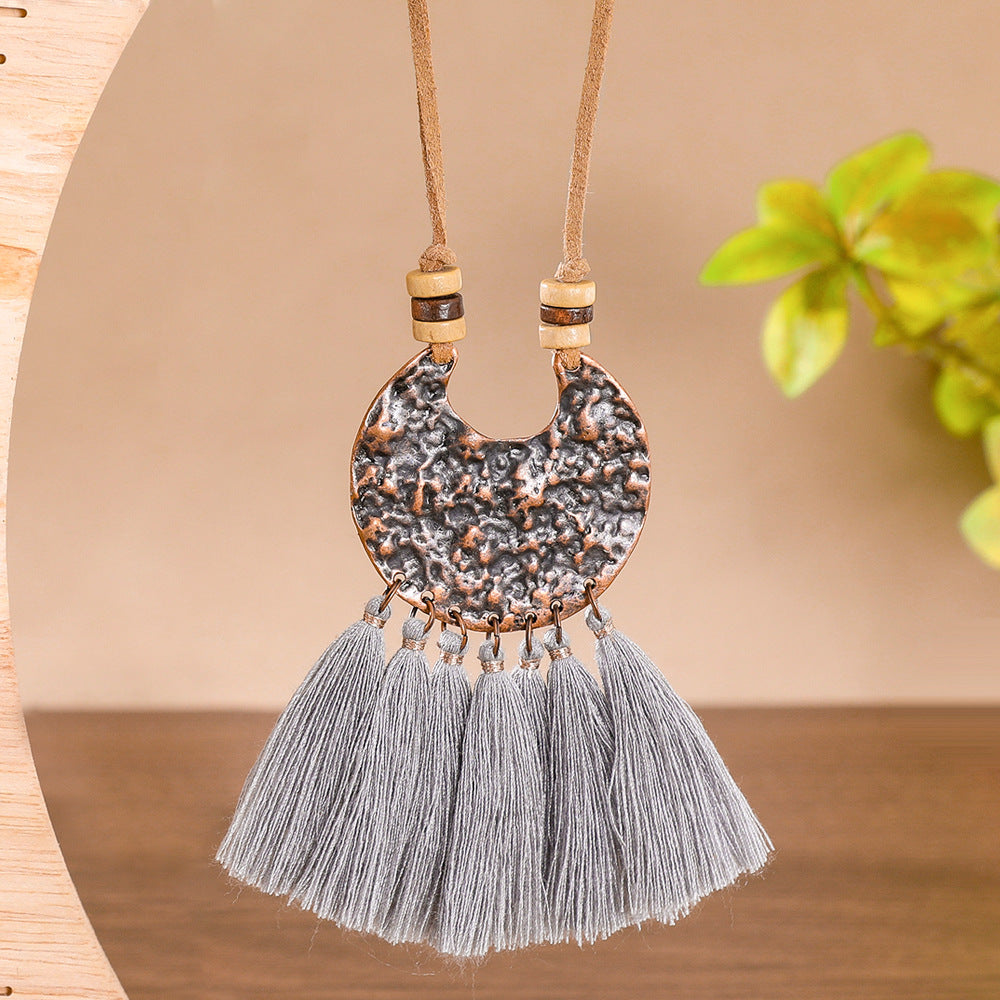 Wholesale Hot sale long necklace bohemian style tassel flower pendant ethnic style retro necklace