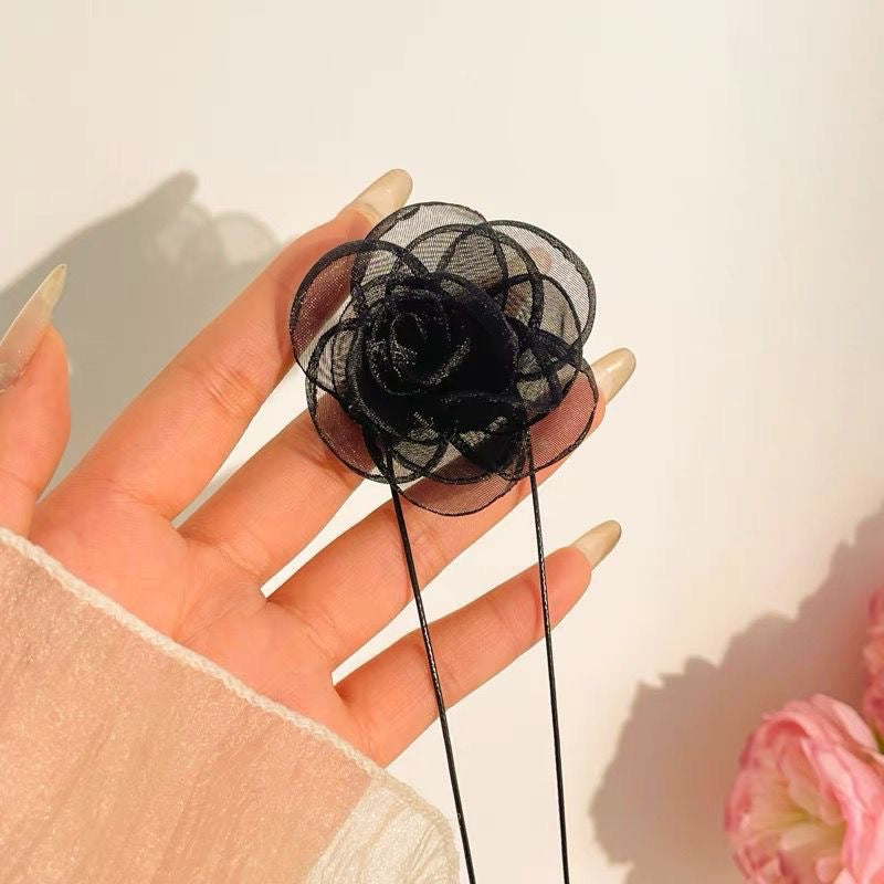 Wholesale Handmade Fabric Flower Choker Necklace With Wax Rope Trendy Jewelry Accessory For Women Gift