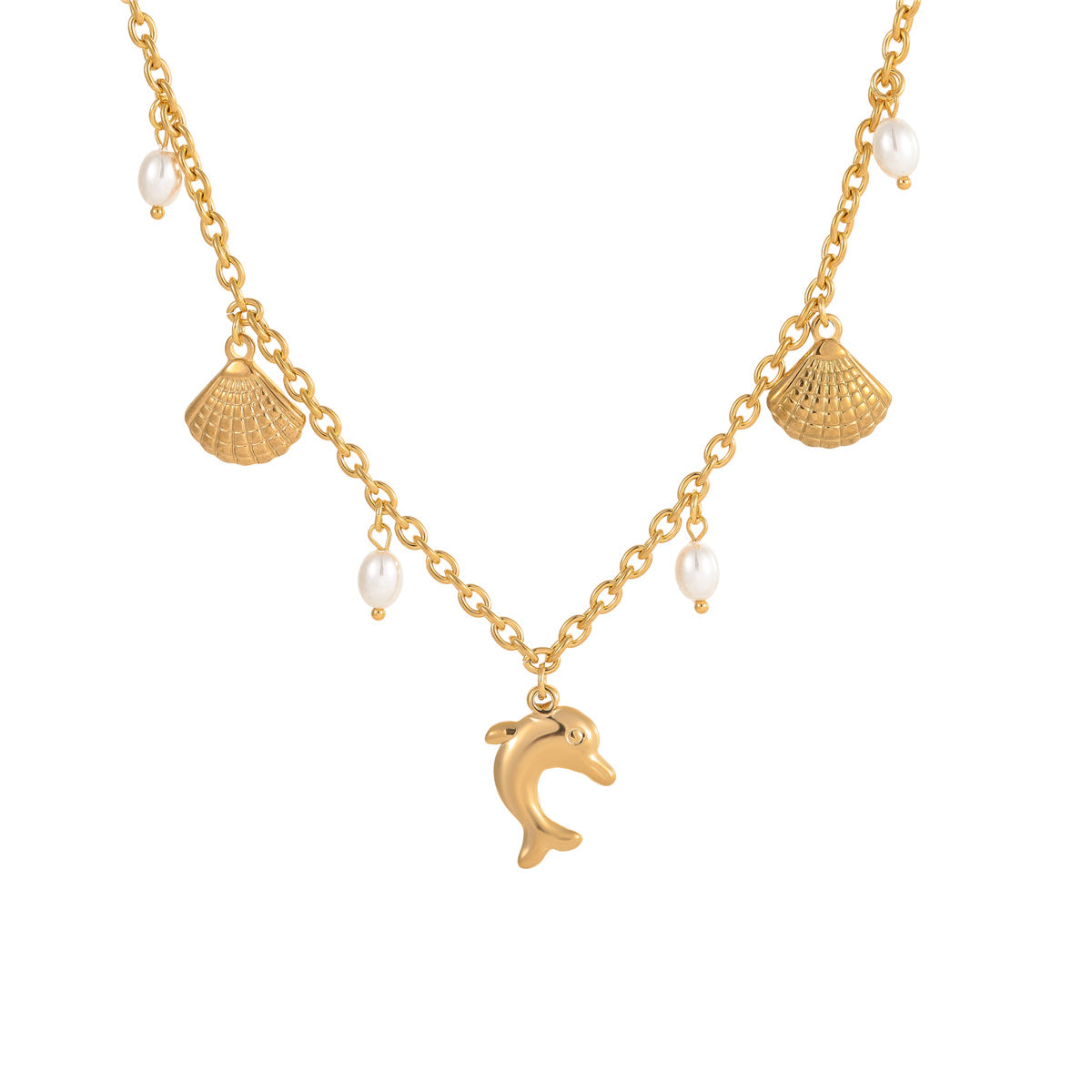 Wholesale  stainless steel necklace shell starfish necklace