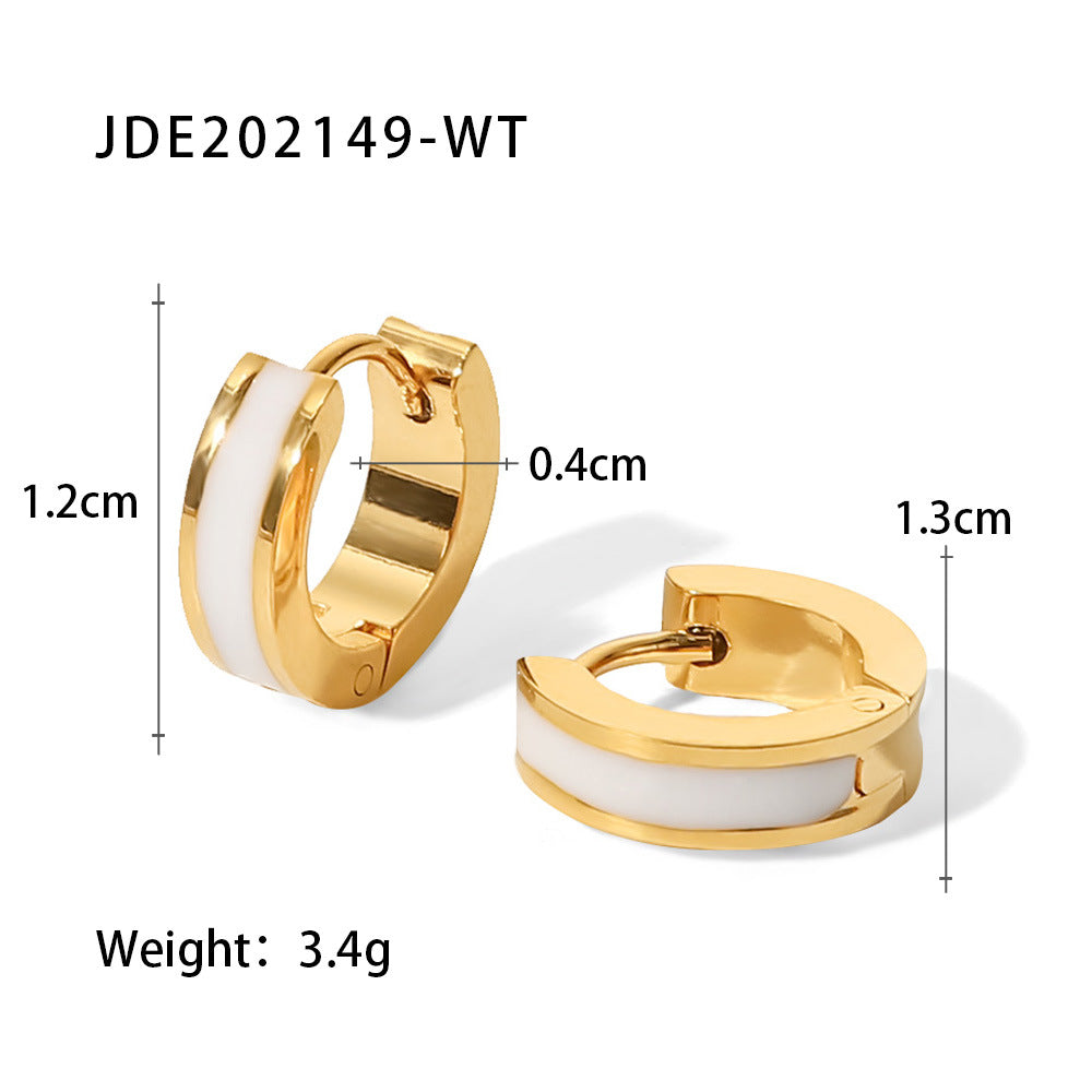 Wholesale Titanium Steel 18K Gold Color Drip Oil Geometric Hoop Earrings Stainless Steel ACC-ES-Jied009