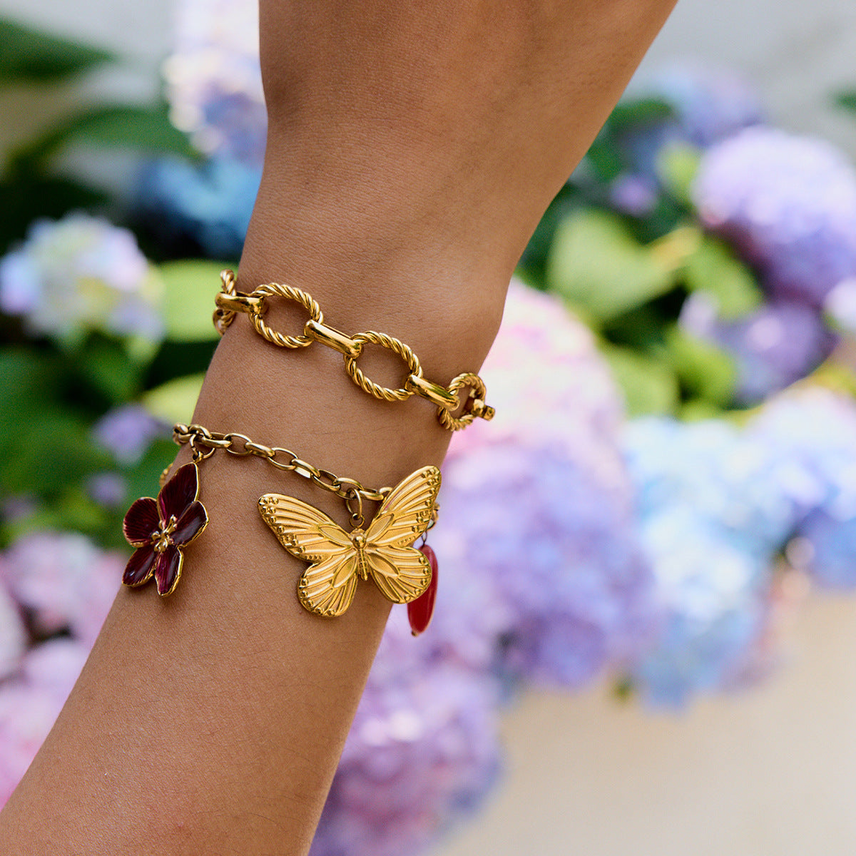 Wholesale 18K gold and stainless steel gold and silver color matching  cross chain bracelet