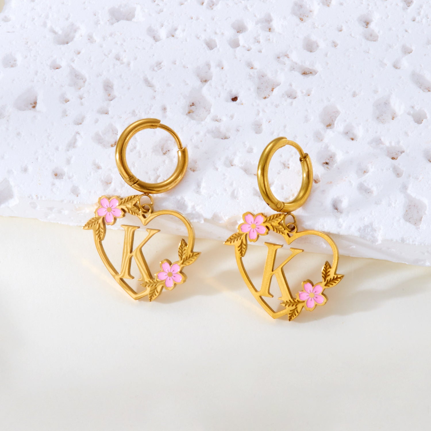 Wholesale Luxury Cut Out Stainless Steel 26 English Letter Earrings