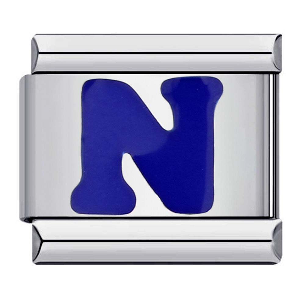 Wholesale Italian Charm Bracelet 9mm DIY Splicing Removable Blue English Letters Stainless Steel Composable Bracelet