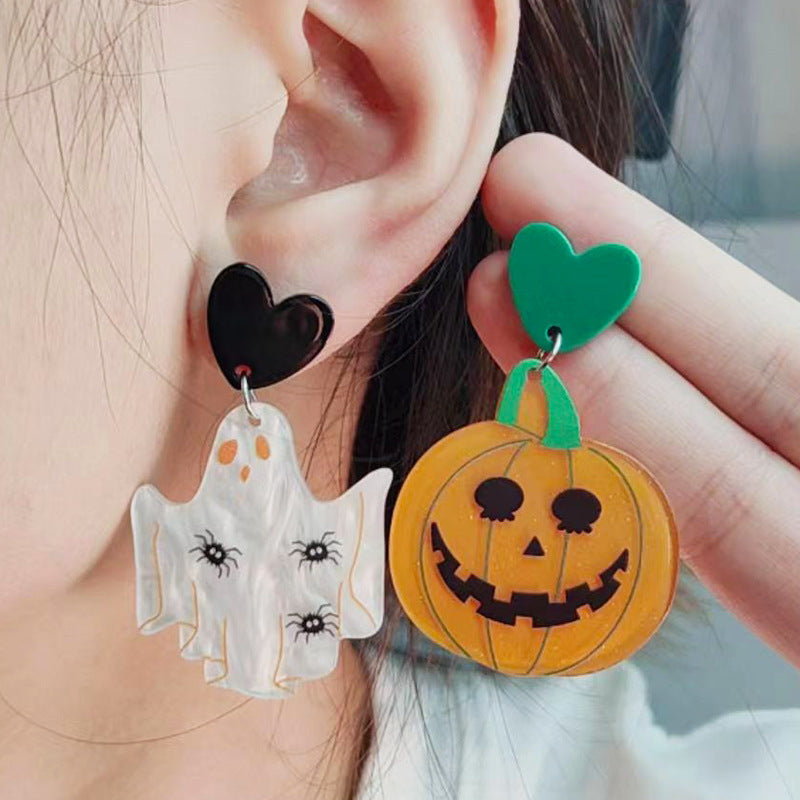 Wholesale  Acrylic  Cartoon Fun Ghost Pumpkin Earrings