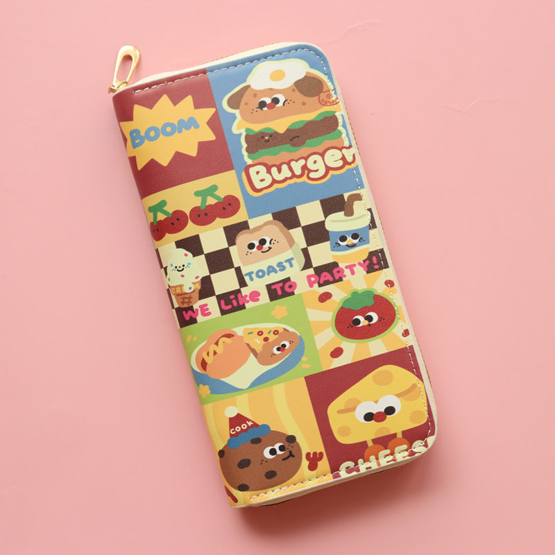 Wholesale Cute Cartoon Hamburger Pattern Long Zipper Wallet ACC-WT-Jumei001
