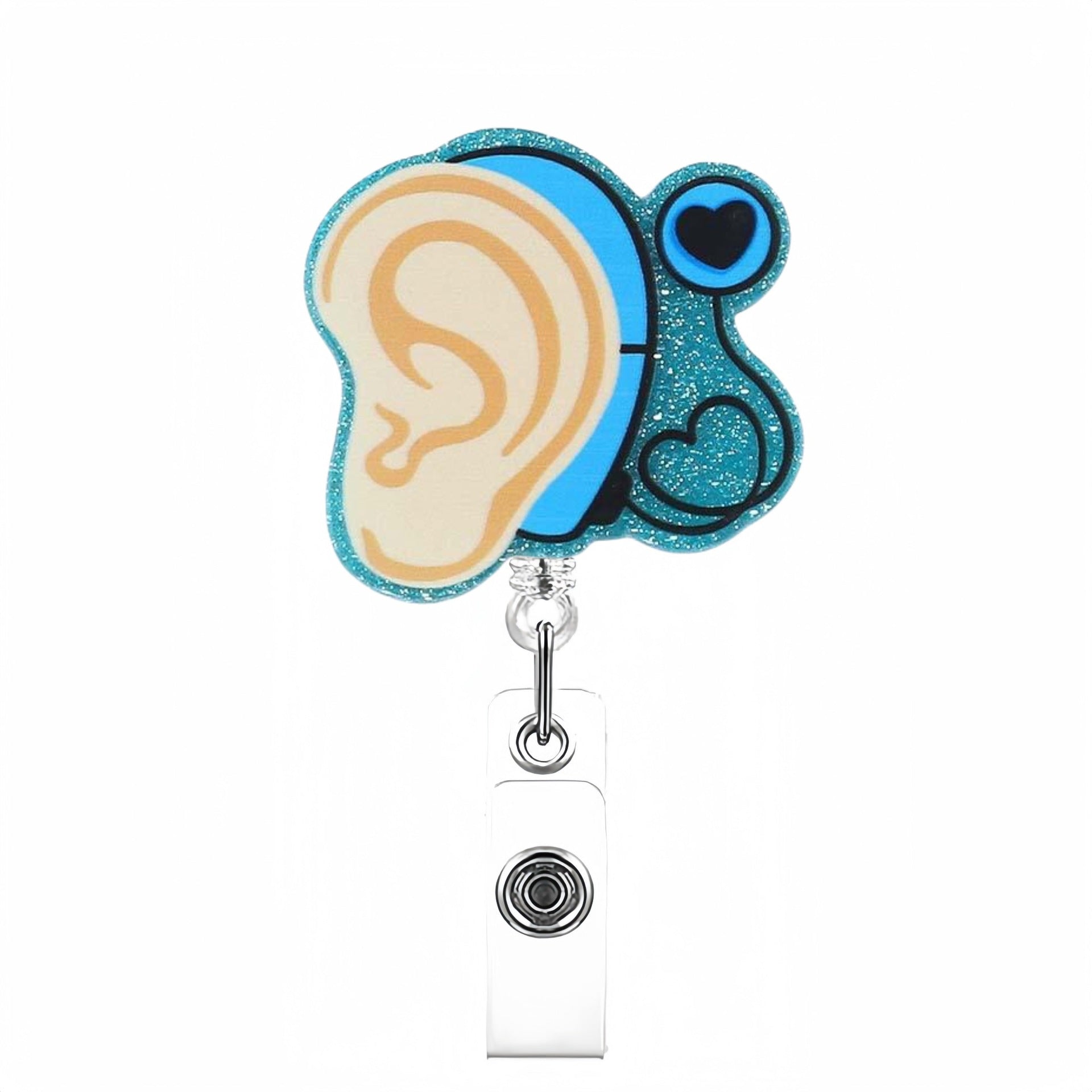 Wholesale Acrylic Ear Nurse Doctor Retractable Rotating Badge Keychain
