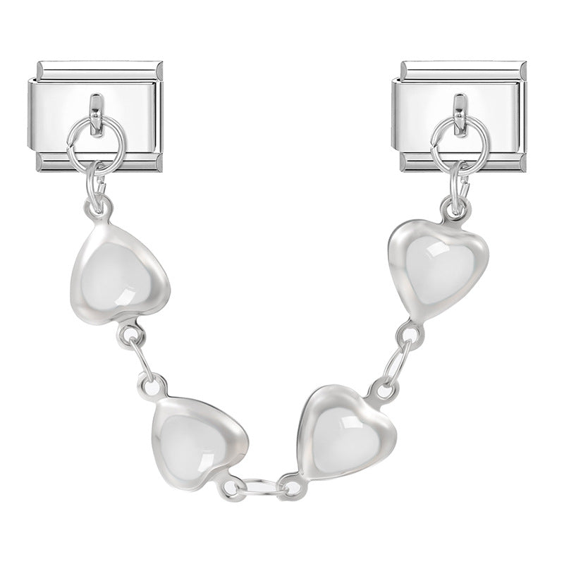 Wholesale Italian Charm Bracelet 9mm DIY Splicing Silver Double Pendant Stainless Steel Composable Bracelet