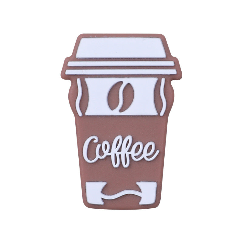 Wholesale 20pcs Coffee Letter Silicone Focal Beads DIY Bead Pen Accessories ACC-BDS-RongFa023