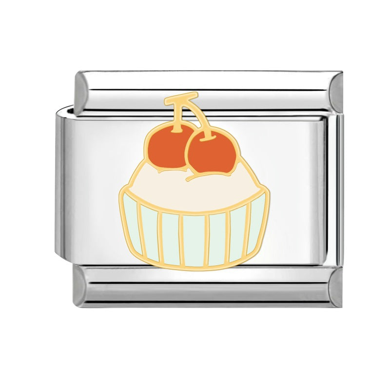 Wholesale Italian Charm Bracelet 9mm DIY Splicing Creative Dessert Stainless Steel Composable Bracelet