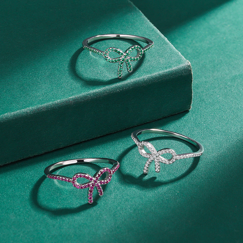 Wholesale Bow Heart-shaped Ring Luxury Style Zirconia Ring