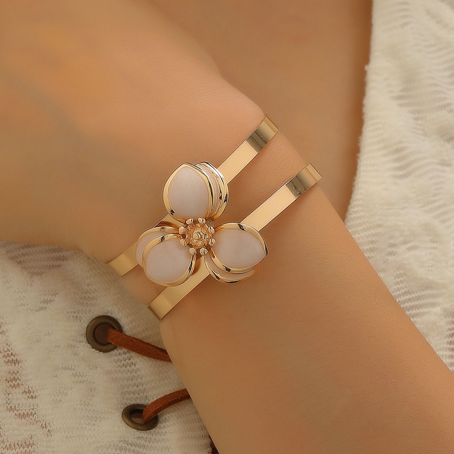 Wholesale Stylish Flower Earrings For Women Double Layer Petal Colorful Dripping Oil Zinc Alloy Everyday Jewelry Accessory