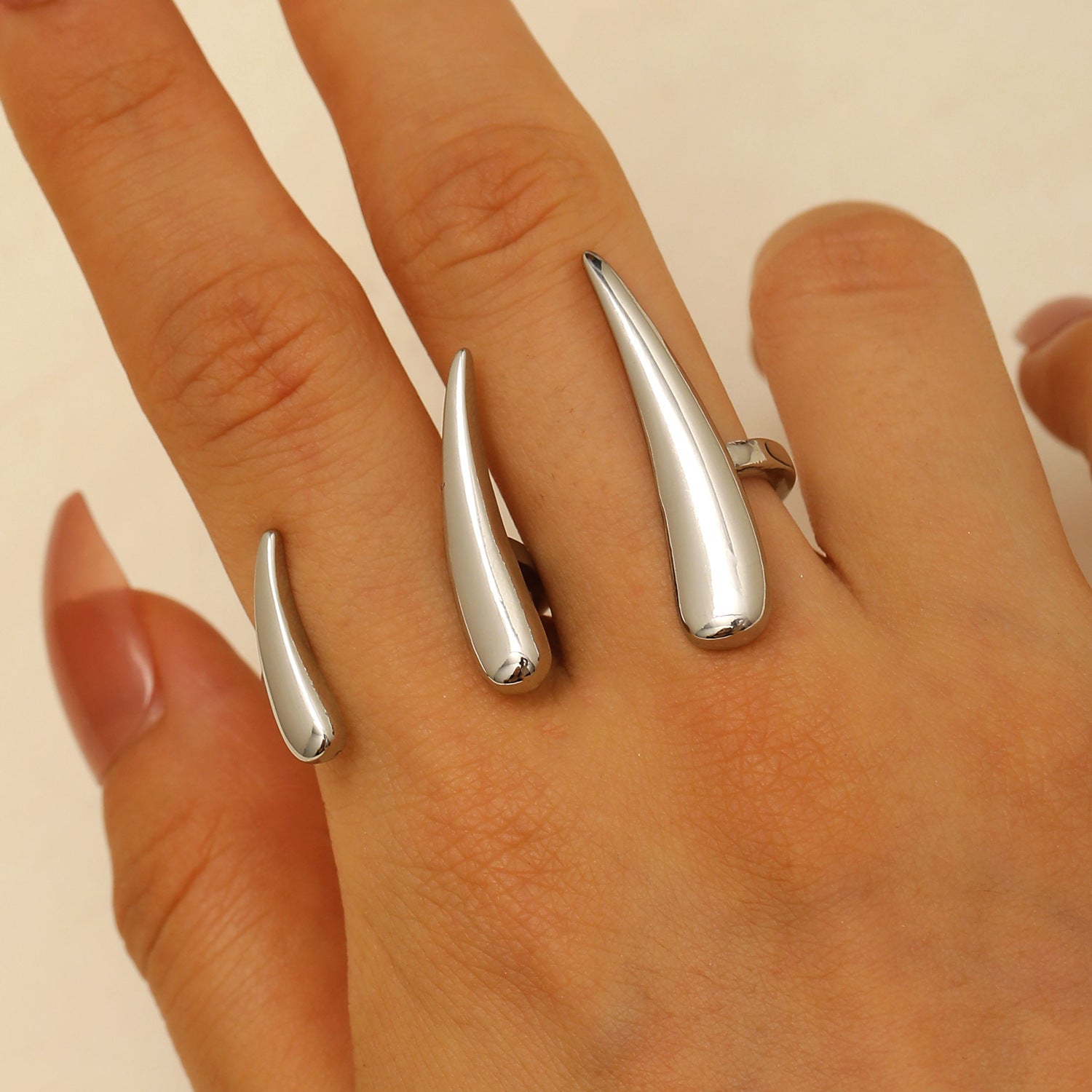 Wholesale geometric minimalist glossy teardrop ring