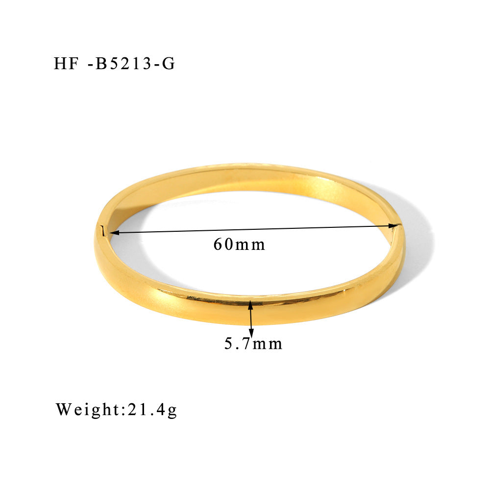 Wholesale Hand Polished 18K Gold Electroplated Stainless Steel Bracelet Trendy Fashion Accessory for Women
